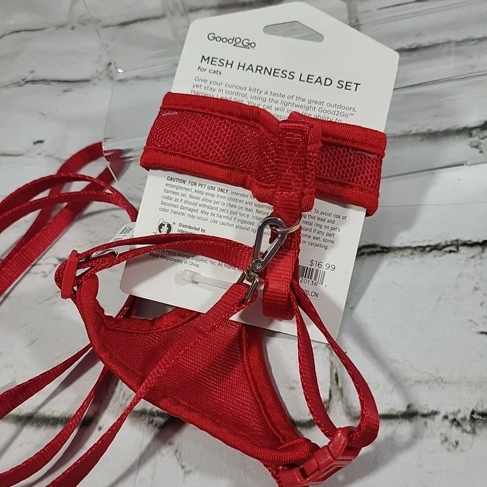 Good2Go Mesh Harness Lead Set For Cats In Red NEW